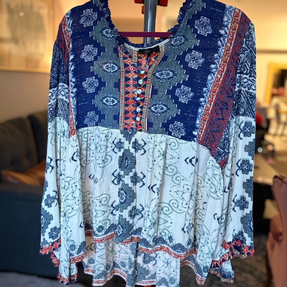 Angie Boho Peasant Blouse – Size Large